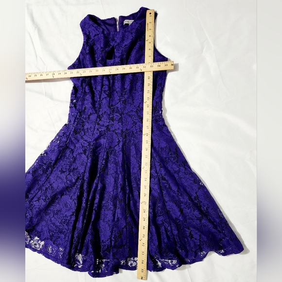 danny and nicoles Fit & Flare Dress Sleeveless Lace Overlay Blue Size 6 - Picture 4 of 9